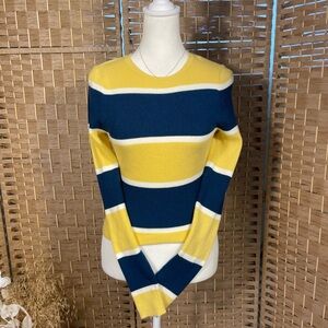 Forever 21 Yellow and Blue Striped Sweater